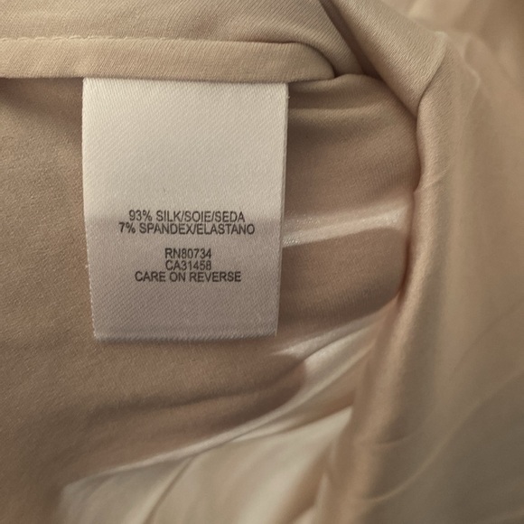 BCBGMAXAZRIA Silk Pleated Peplum Blouse Champagne Women’s M - Picture 10 of 12